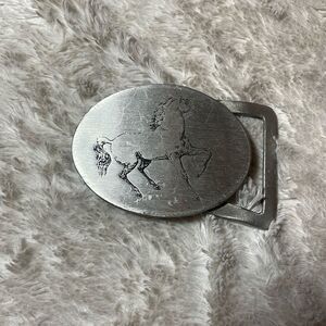 Vintage running horse, pewter belt buckle
